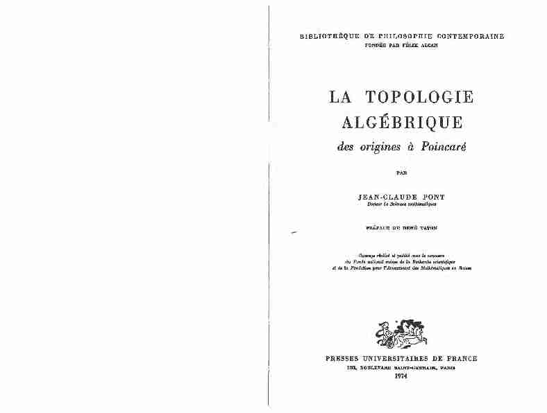 [PDF] LA TOPOLOGIE ALGÉBRIQUE