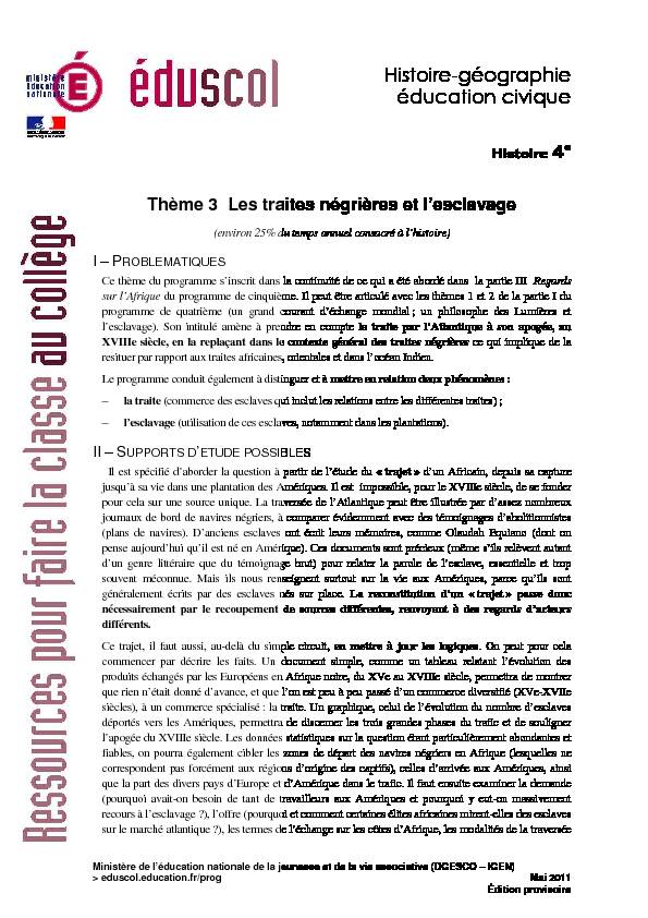 [PDF] Les traites négrières et lesclavage - mediaeduscoleducationfr