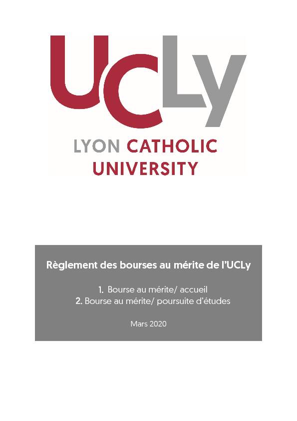 [PDF] 1 Bourse au mérite/ accueil 2 - UCLy