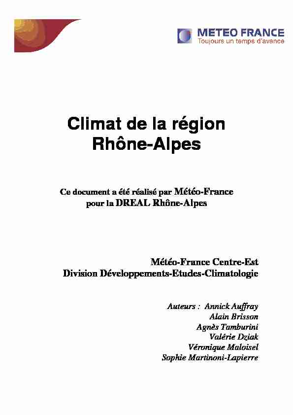 Climat de la région Rhône-Alpes