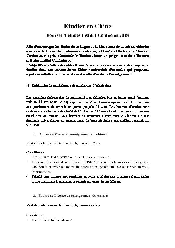 [PDF] Etudier en Chine - Institut Confucius Alsace