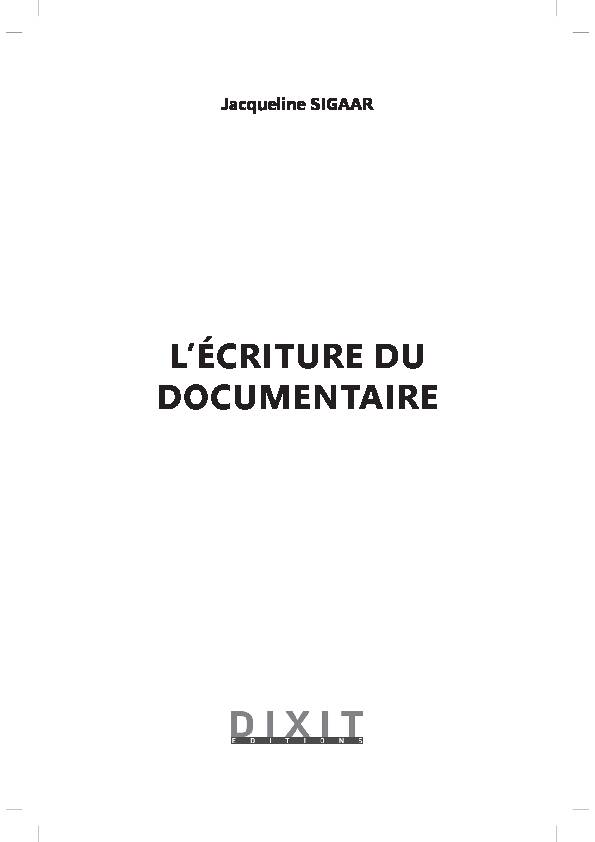 [PDF] LÉCRITURE DU DOCUMENTAIRE