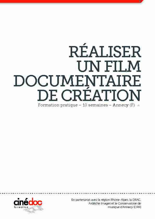 RÉALISER UN FILM DOCUMENTAIRE DE CRÉATION