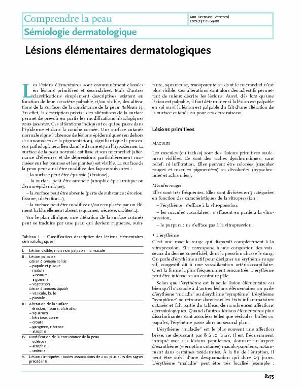 Lésions élémentaires dermatologiques