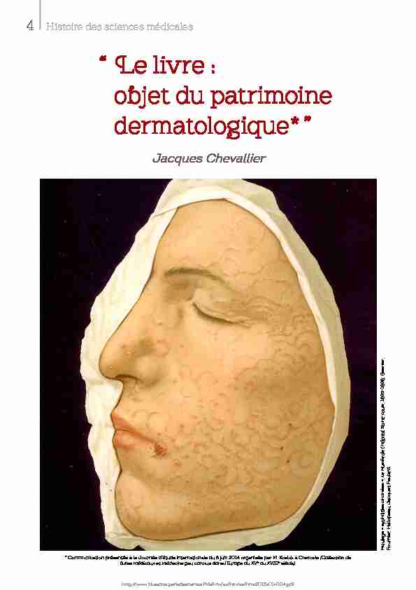 [PDF] “ Le livre : objet du patrimoine dermatologique* ”