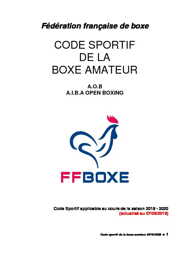 CODE SPORTIF DE LA BOXE AMATEUR - ff-boxecom
