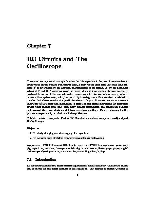 #2 RC Circuits and the Oscilloscope - coursesumassedu