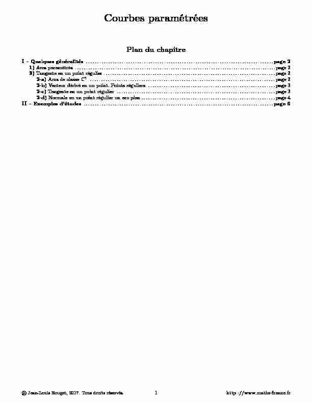 [PDF] Courbes paramétrées - AlloSchool