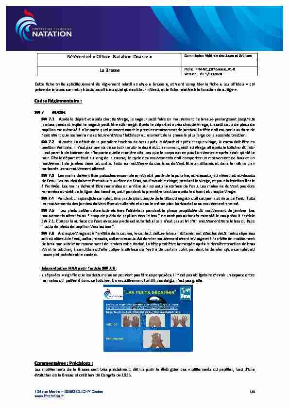 [PDF] Référentiel « Officiel Natation Course » La Brasse