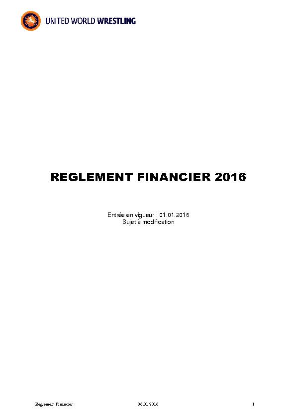 REGLEMENT FINANCIER 2016 - uwworg