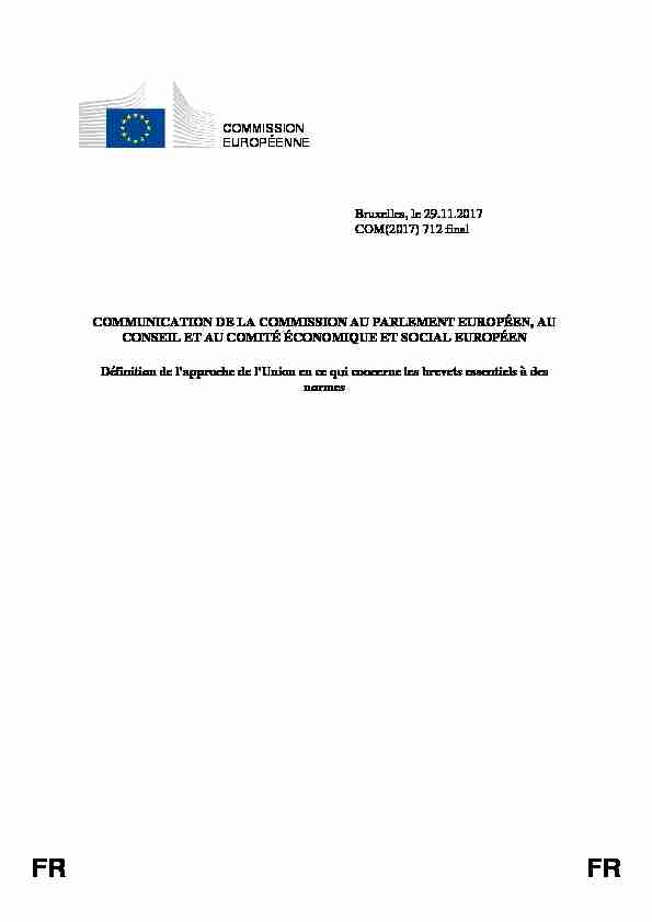 COMMISSION EUROPÉENNE Bruxelles le 29.11.2017 COM(2017