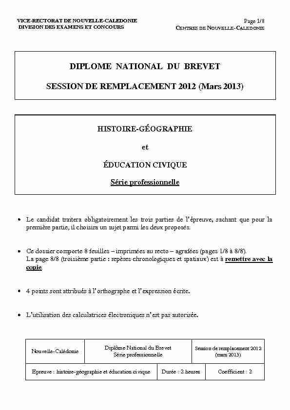 [PDF] DIPLOME NATIONAL DU BREVET SESSION DE REMPLACEMENT