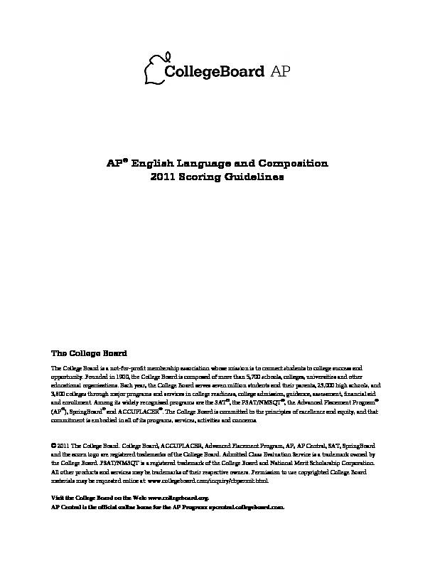 AP English Language and Composition 2011 Scoring Guidelines