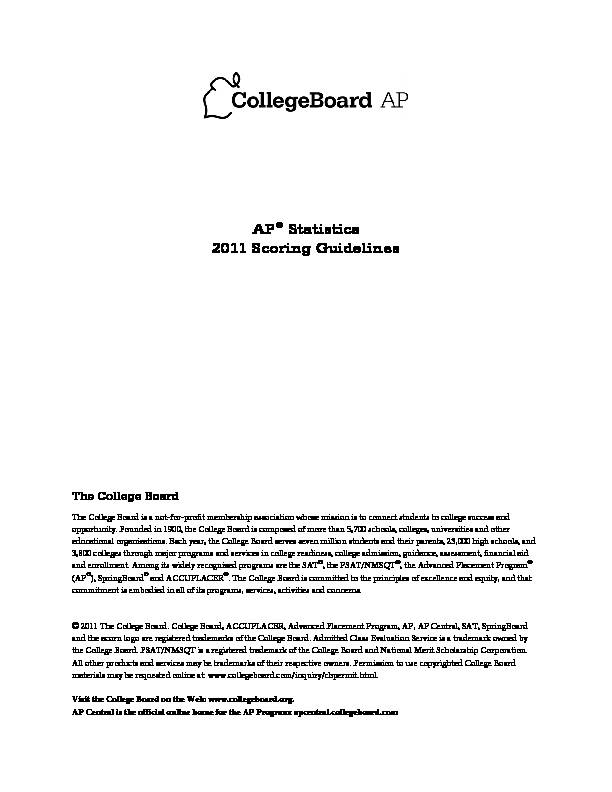 AP Statistics 2011 Scoring Guidelines - College Board