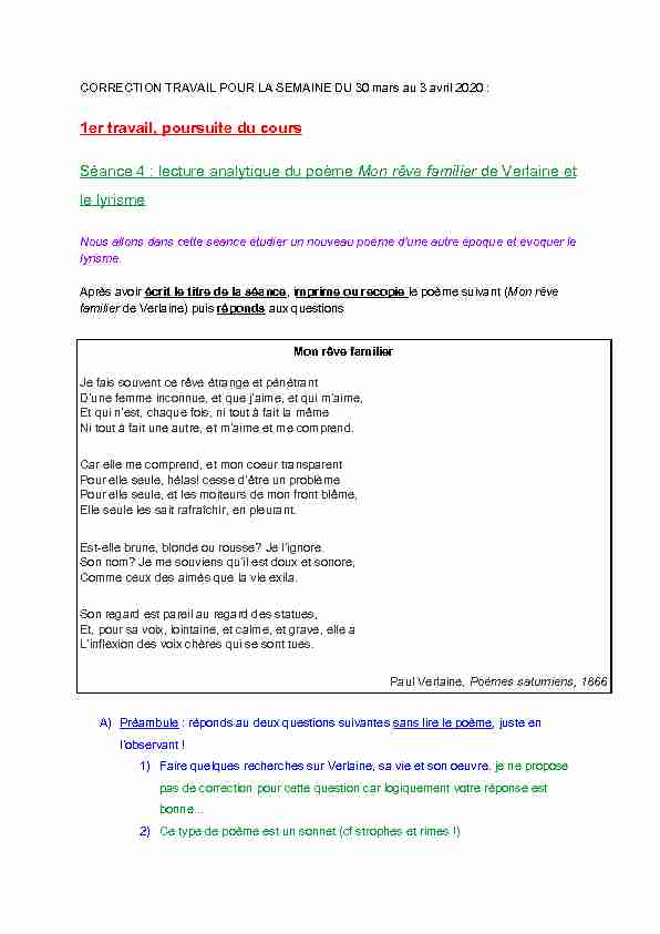 [PDF] lecture analytique du poème Mon rêve familierde Verlaine et le