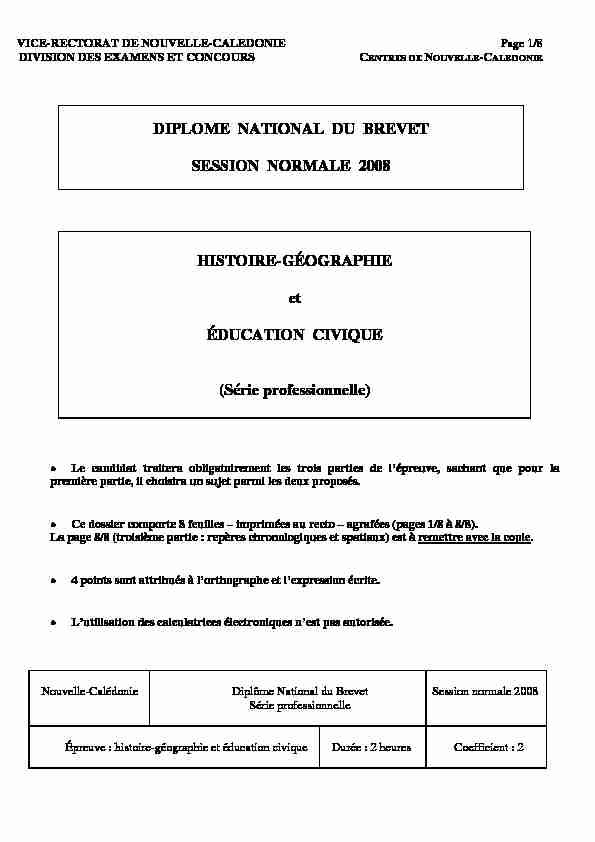 [PDF] DIPLOME NATIONAL DU BREVET SESSION NORMALE 2008
