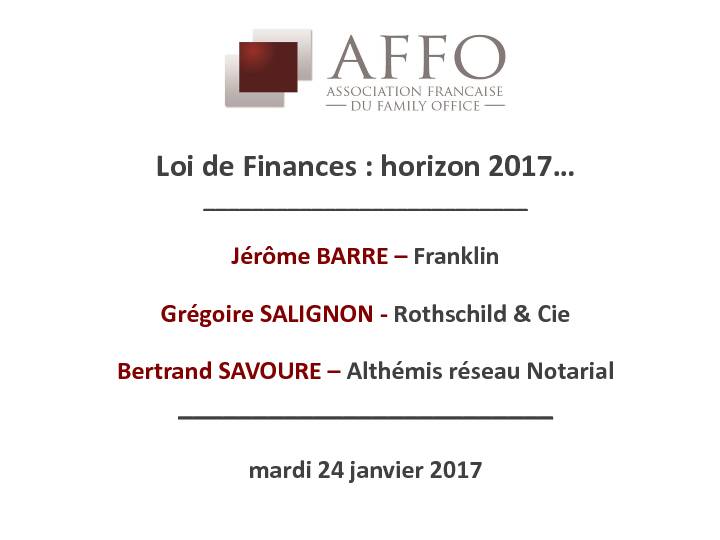 Loi de Finances : horizon 2017 - Franklin