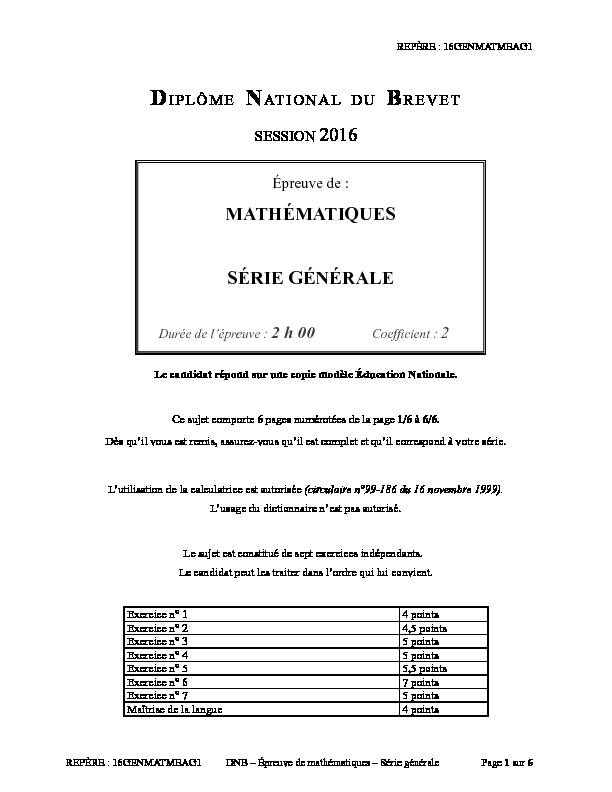 Searches related to brevet maths pondichery 2016 filetype:pdf