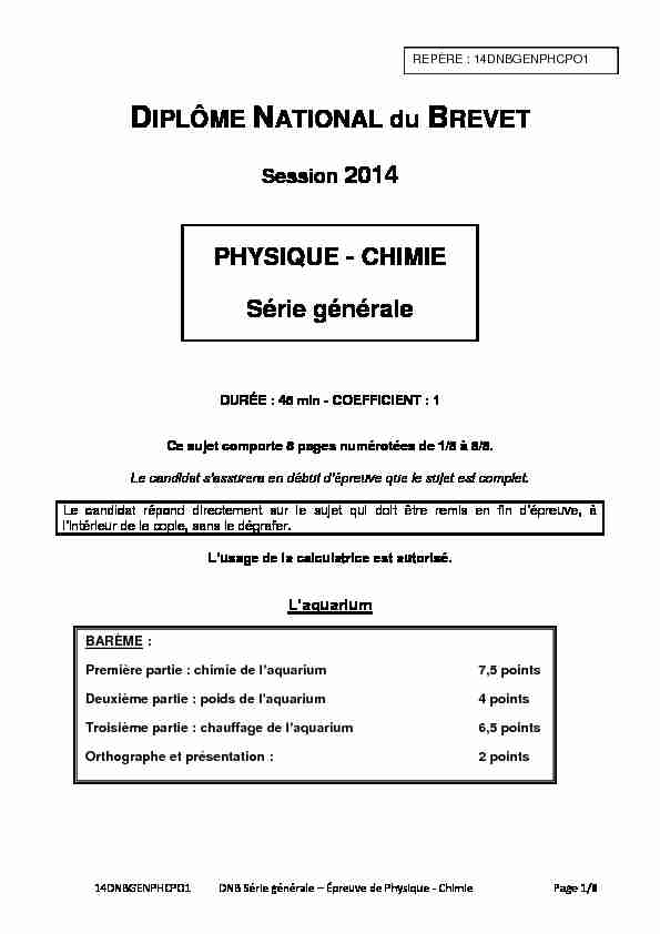 [PDF] PHYSIQUE - CHIMIE Série générale - educationpf
