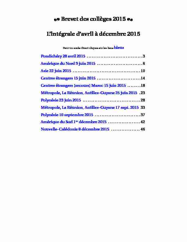 [PDF] Brevet des collèges 2015 Lintégrale davril à décembre 2015