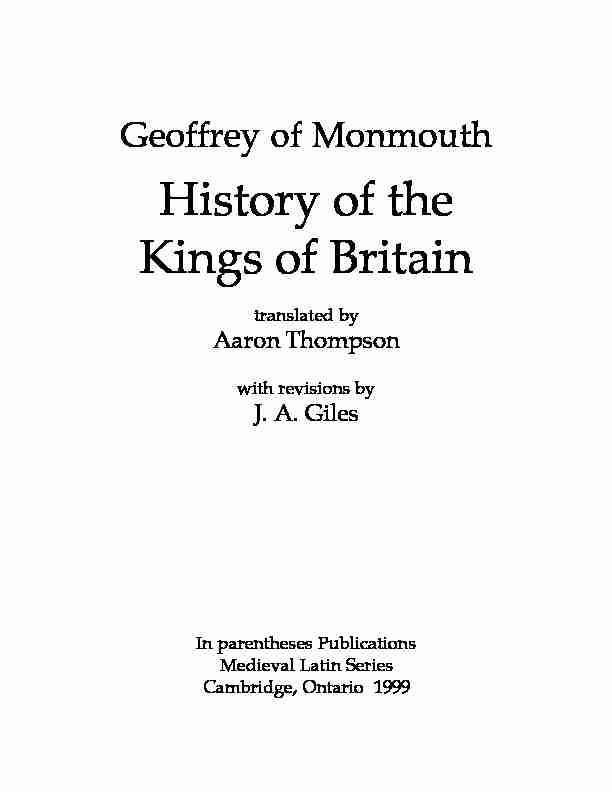 [PDF] History of the Kings of Britain - York University