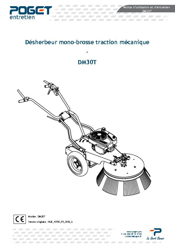 Désherbeur mono-brosse traction mécanique DM30T - POGET