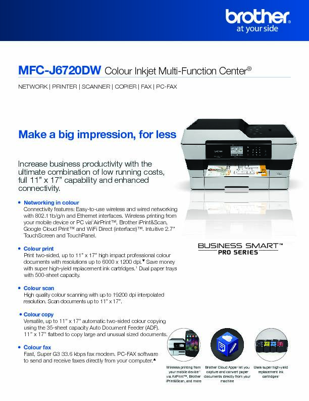 MFC-J6720DW Colour Inkjet Multi-Function Center