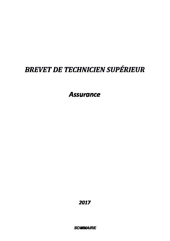 BREVET DE TECHNICIEN SUPÉRIEUR Assurance - Frédéric Lassureur