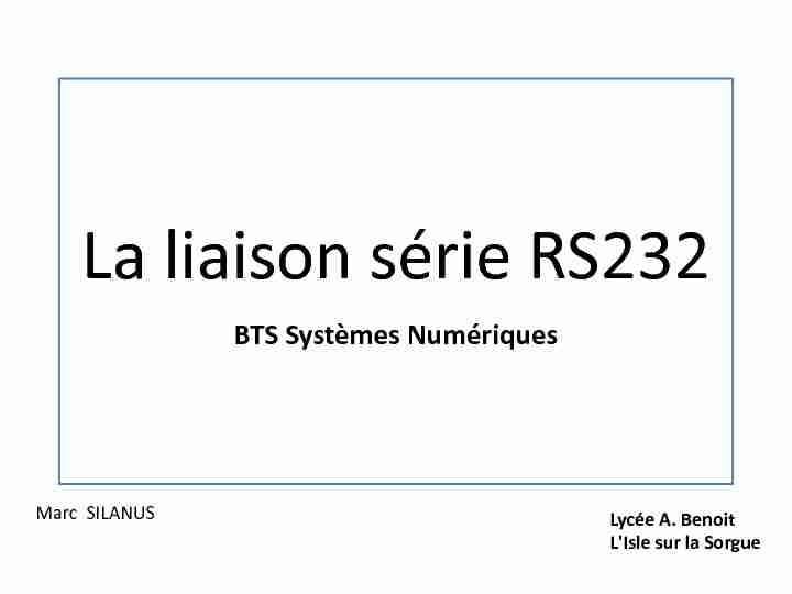 La liaison série RS232
