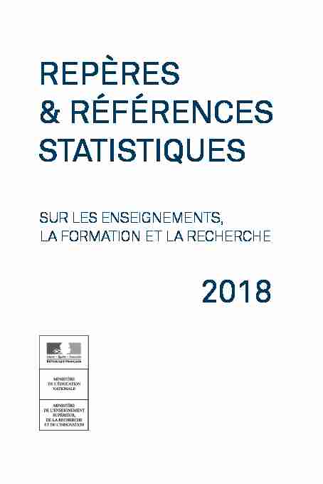 REPÈRES & RÉFÉRENCES STATISTIQUES 2018
