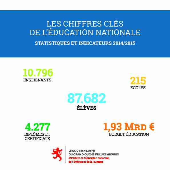 LES CHIFFRES CLÉS DE LÉDUCATION NATIONALE 2014/2015