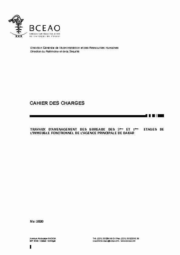 BCEAO-Cahier des charges aménagement de locaux Agence de