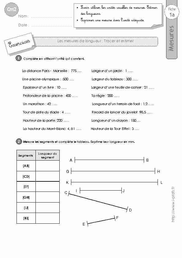 [PDF] cm2-exercices-longueurs-estimer-tracerpdf - Bloc-note des écoles