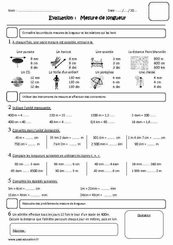 [PDF] Evaluation : Mesure de longueur