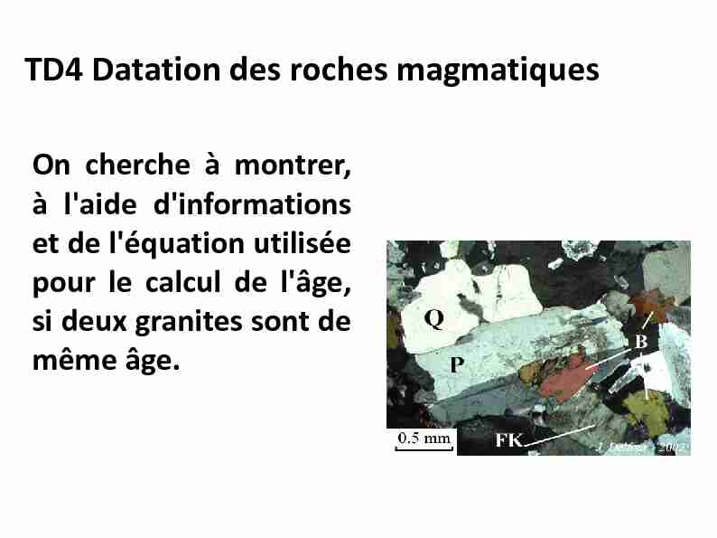 TD4 Datation des roches magmatiques