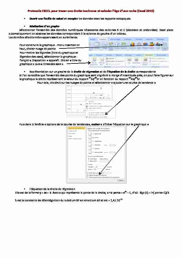 [PDF] Protocole EXCEL pour tracer une droite isochrone et calculer lâge d