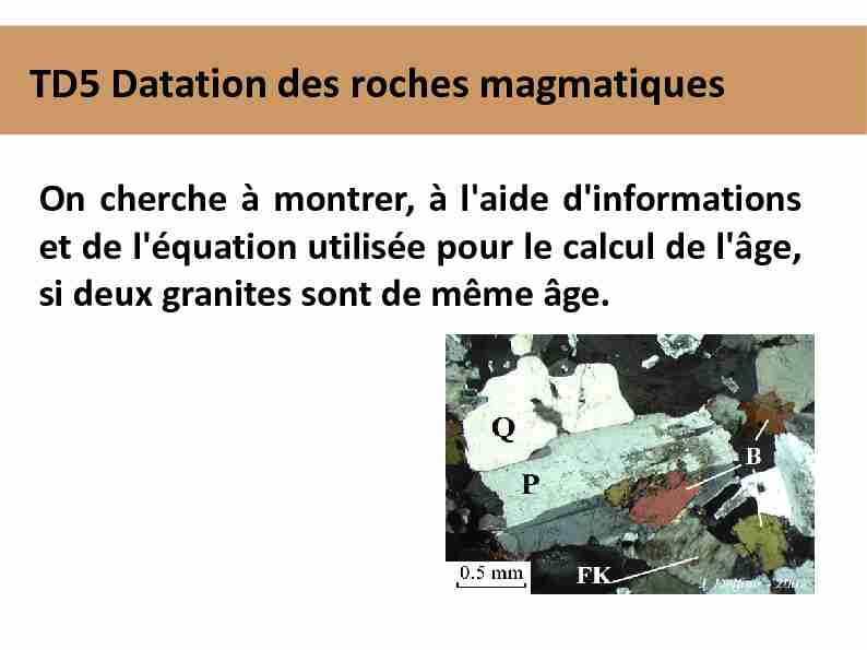 [PDF] TD5 Datation des roches magmatiques - Blogpeda