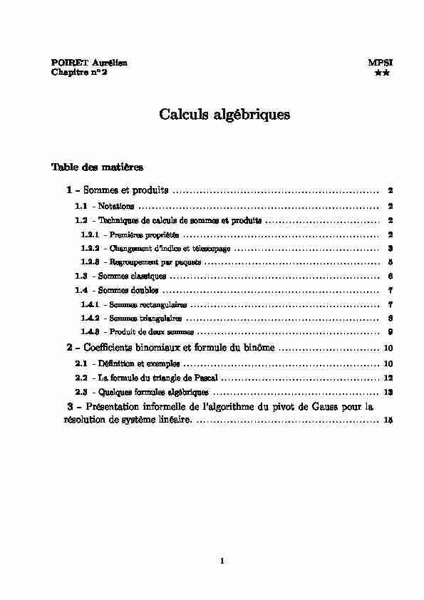 [PDF] Calculs algébriques - Aurélien Poiret