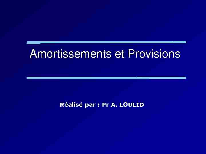 [PDF] Amortissements et Provisions - FSJESM