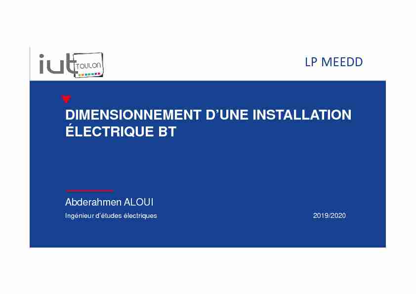Dimensionnement dune installation électrique BT - AAL