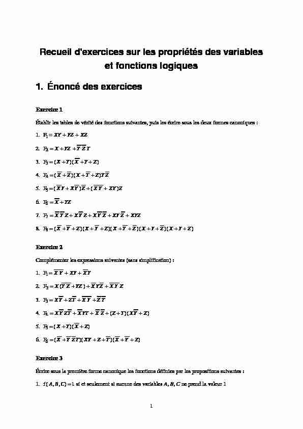 [PDF] Recueil dexercices sur les propriétés des variables et fonctions