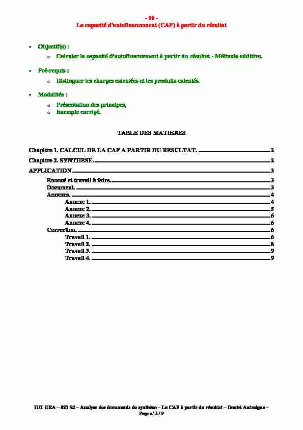 [PDF] - 08 - La capacité dautofinancement (CAF) à partir du résultat