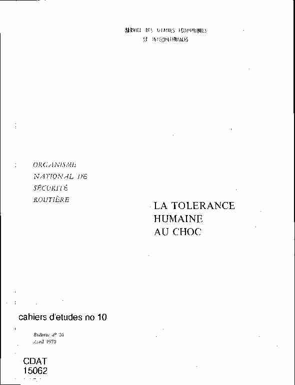 [PDF] LA TOLERANCE HUMAINE AU CHOC - Temis