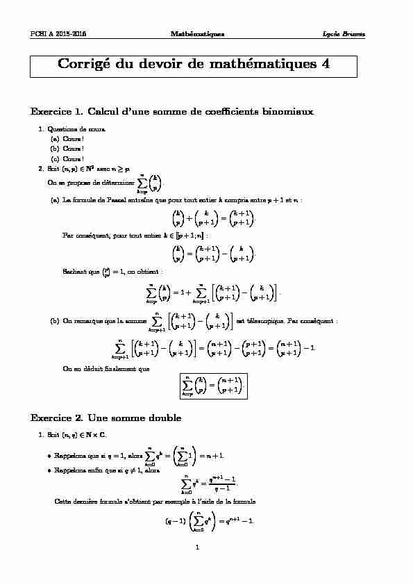 [PDF] Corrigé du devoir de mathématiques 4  CPGE Brizeux