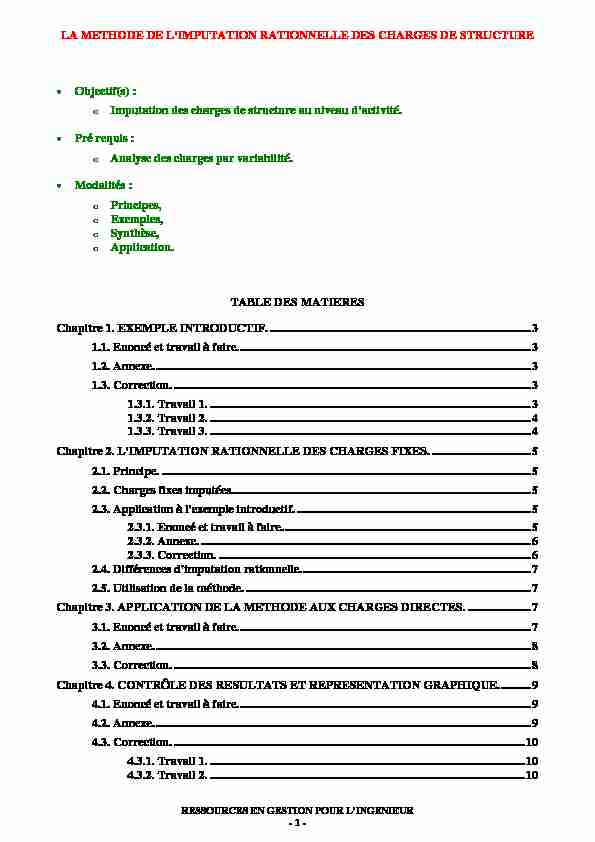 [PDF] la methode de limputation rationnelle des charges de structure