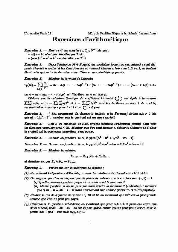 [PDF] Exercices darithmétique - mathuniv-paris13fr