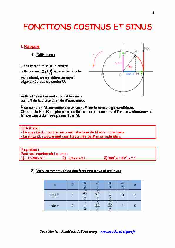 [PDF] FONCTIONS COSINUS ET SINUS - maths et tiques