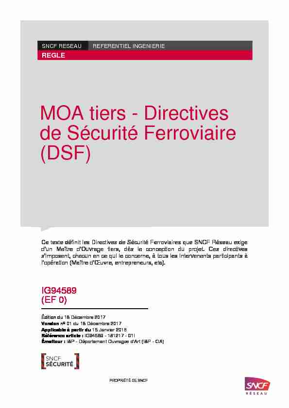 MOA tiers - Directives de Sécurité Ferroviaire (DSF)