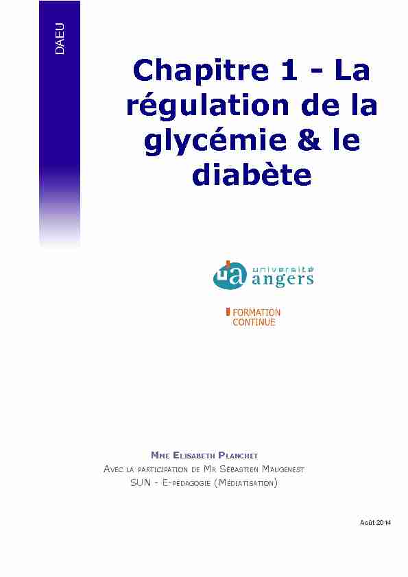 [PDF] Chapitre 1 - La régulation de la glycémie & le diabète