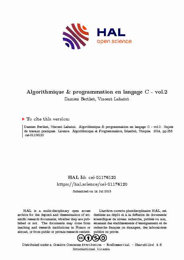 Algorithmique & programmation en langage C - vol.2 - Archive